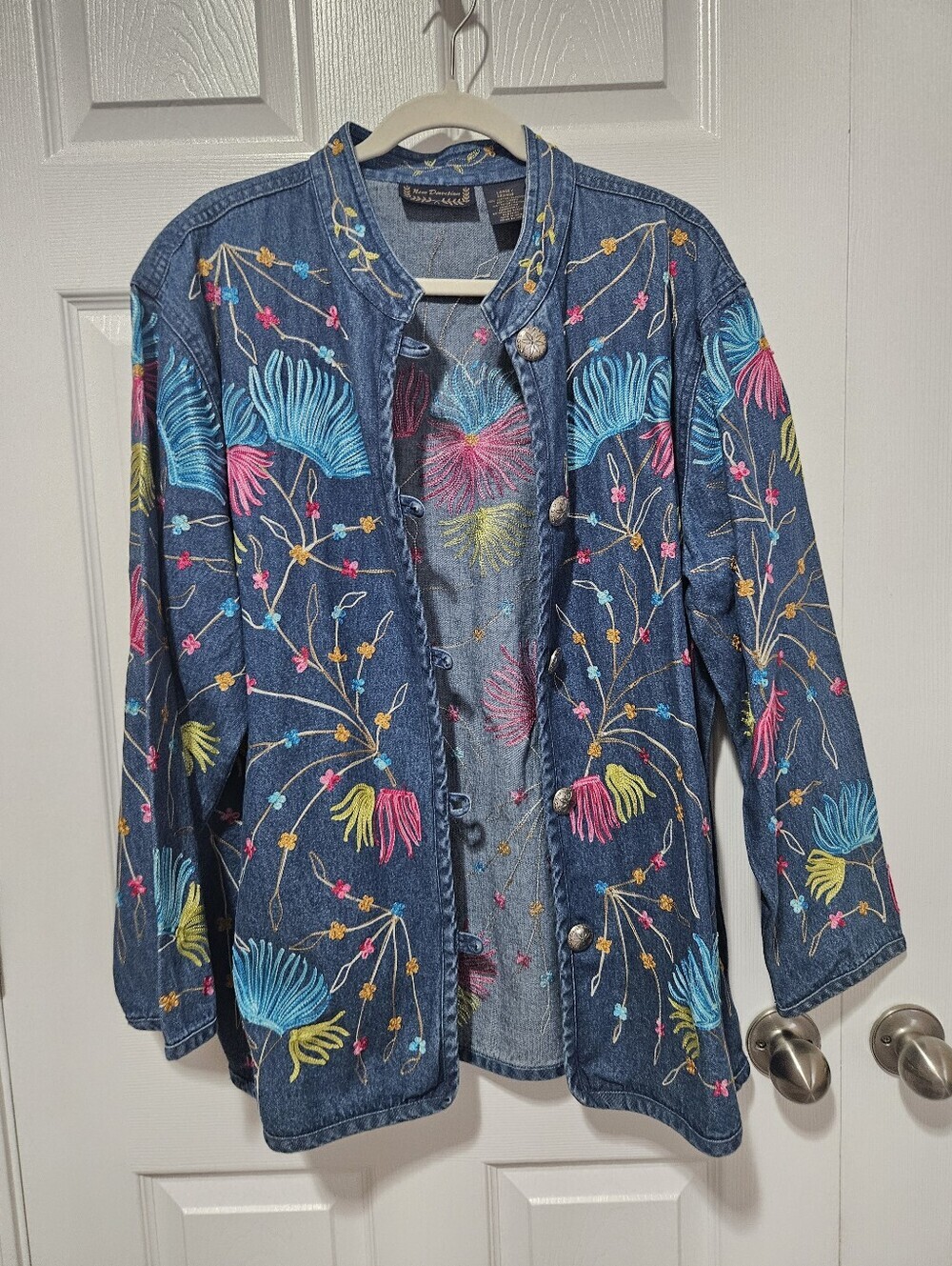 New Directions Vintage Embroidered Denim Jacket L